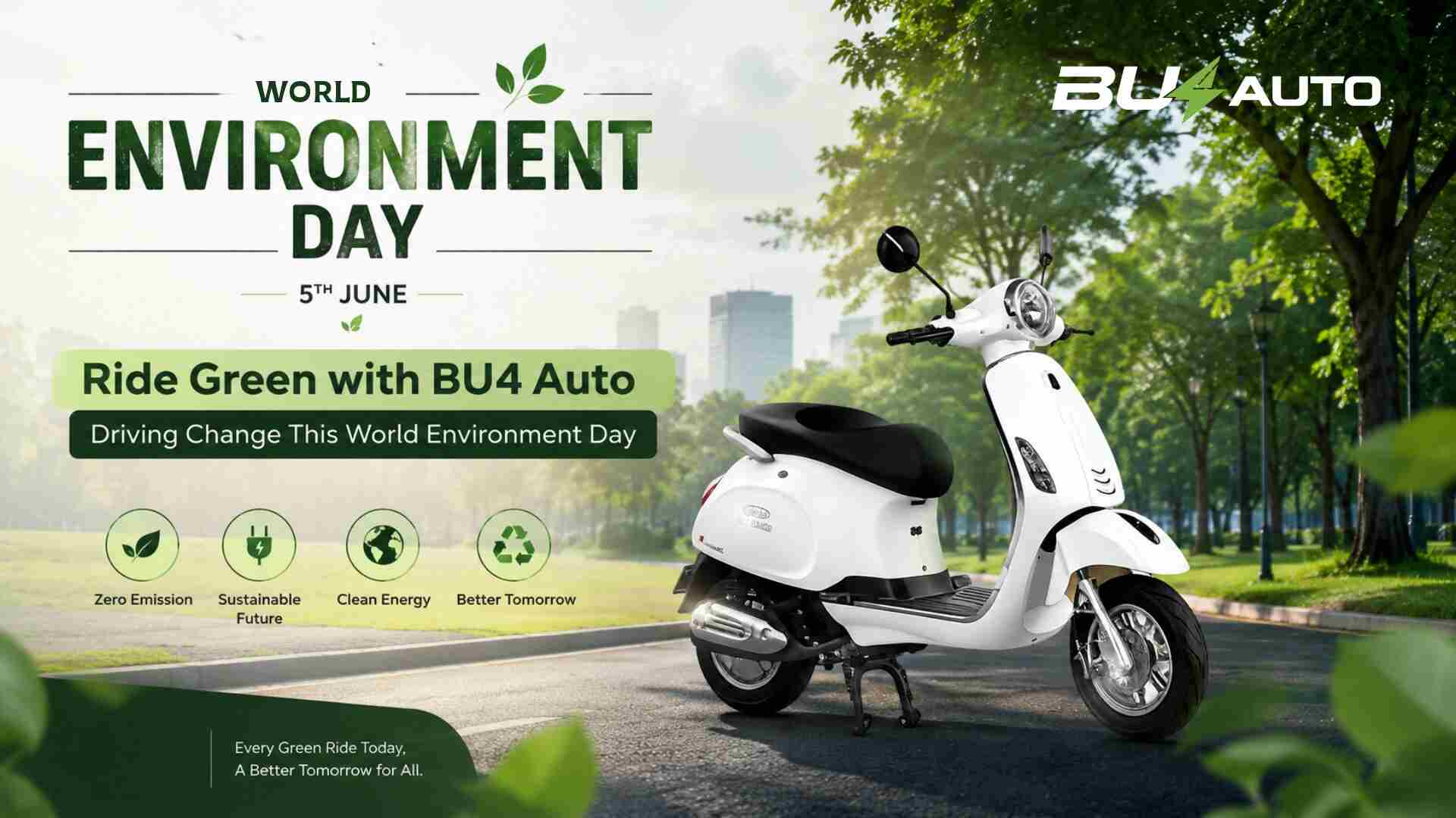 World Environment Day electric scooter by BU4 Auto